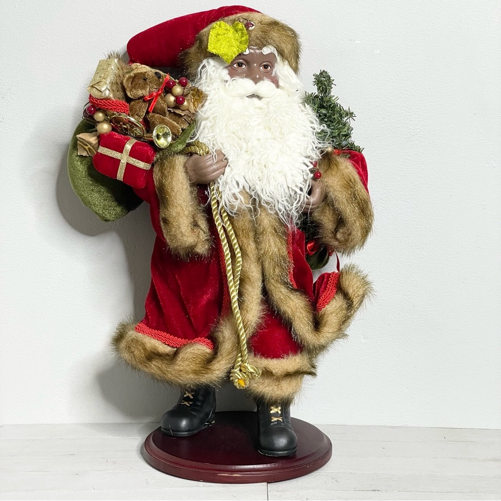 Old World Santa Claus Free Standing Black Santa 18" Christmas Decor Figurine
